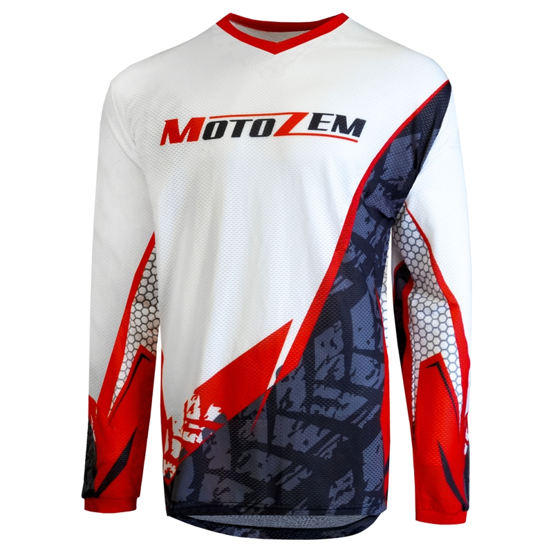 Мотокрос фланелка MotoZem Ground MX бяло-черно-червено
