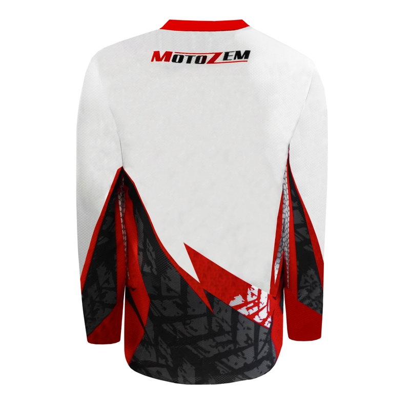 Мотокрос фланелка MotoZem Ground MX бяло-черно-червено