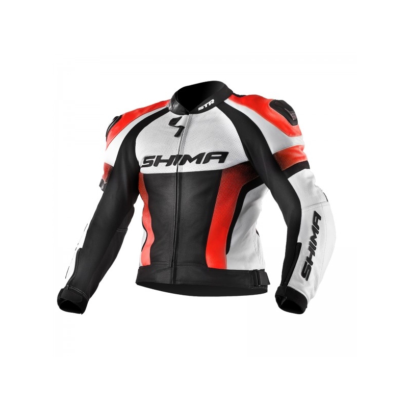 Bunda na motorku Shima STR černo-bílo-fluo červená výprodej