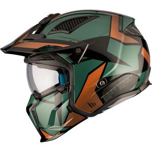 Отворена каска с маска MT Streetfighter SV S P1R A9 черно-кафяво-зелена разпродажба