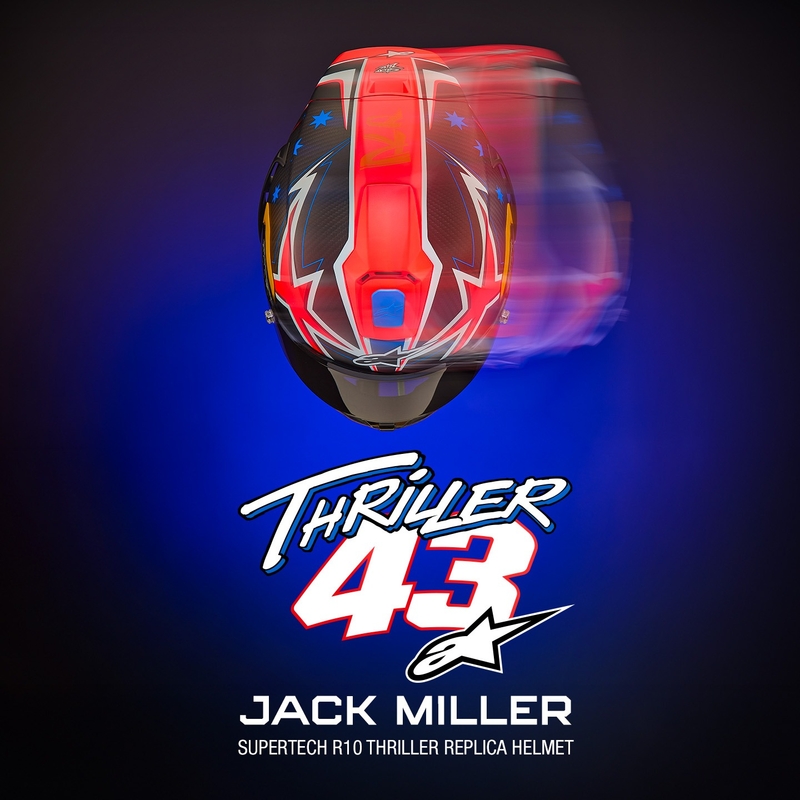 Alpinestars Supertech R10 лимитирана серия Jack Miller матов карбон червено-синьо-жълто-бяла интегрална мотоциклетна каска