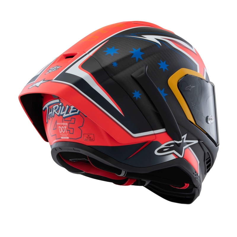 Alpinestars Supertech R10 лимитирана серия Jack Miller матов карбон червено-синьо-жълто-бяла интегрална мотоциклетна каска