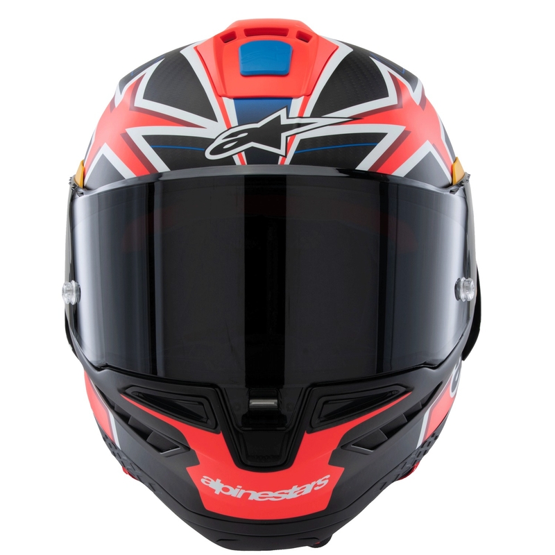 Alpinestars Supertech R10 лимитирана серия Jack Miller матов карбон червено-синьо-жълто-бяла интегрална мотоциклетна каска