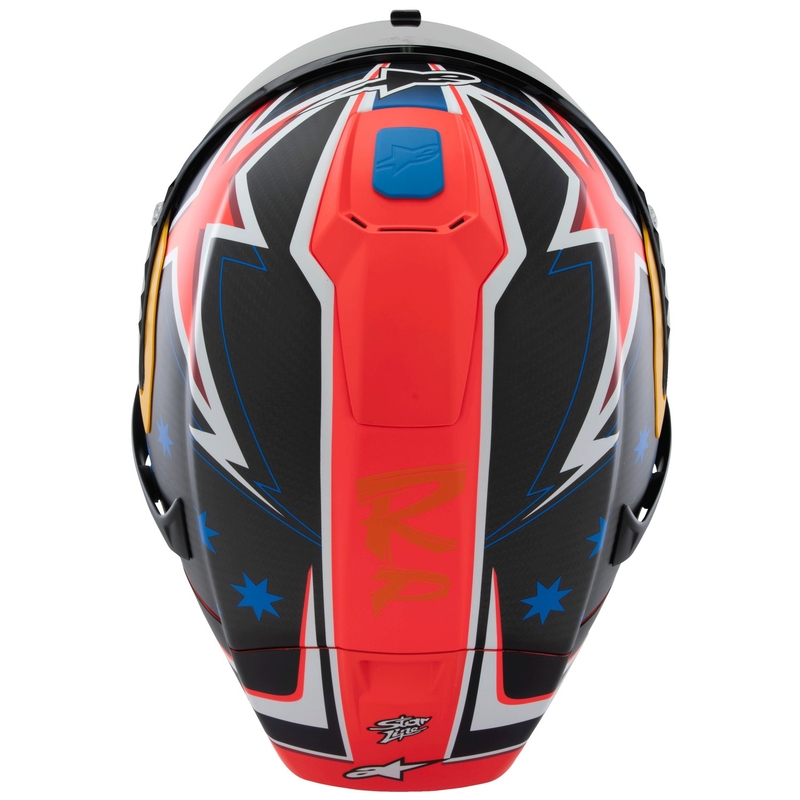 Alpinestars Supertech R10 лимитирана серия Jack Miller матов карбон червено-синьо-жълто-бяла интегрална мотоциклетна каска