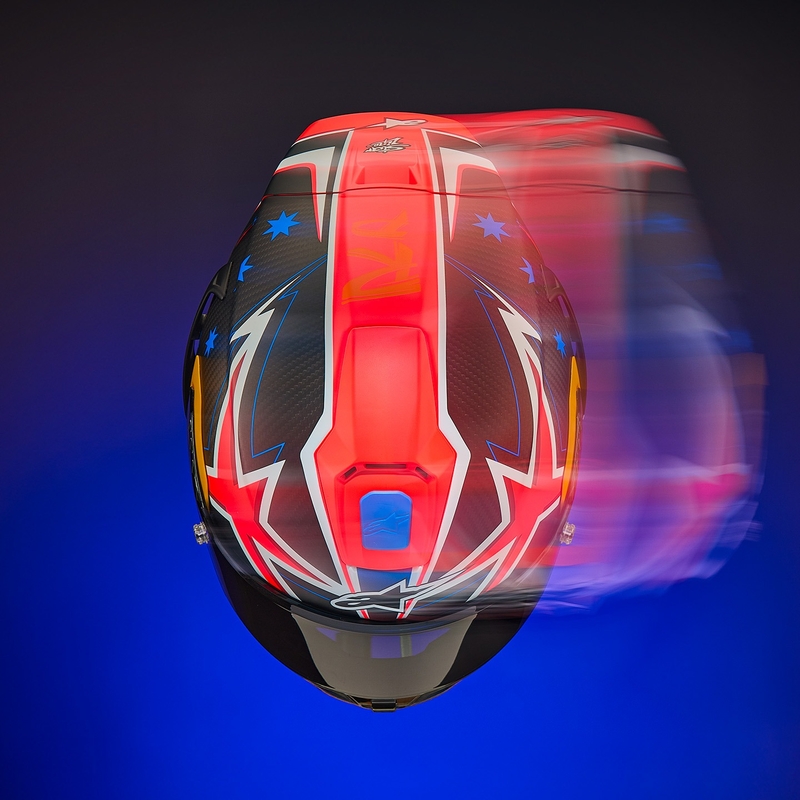 Alpinestars Supertech R10 лимитирана серия Jack Miller матов карбон червено-синьо-жълто-бяла интегрална мотоциклетна каска