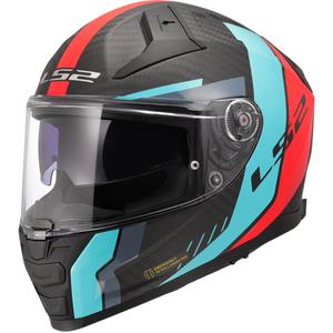 Интегрална мотоциклетна каска LS2 FF811 Vector II C Grid червено-тюркоазена