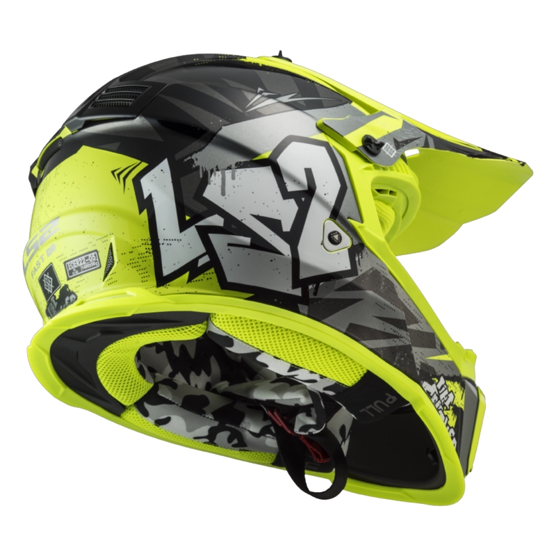 Детска каска за мотокрос LS2 MX437 Fast EVO Mini Crusher черно-жълта