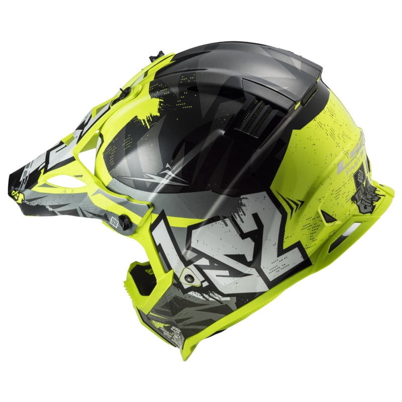 Детска каска за мотокрос LS2 MX437 Fast EVO Mini Crusher черно-жълта