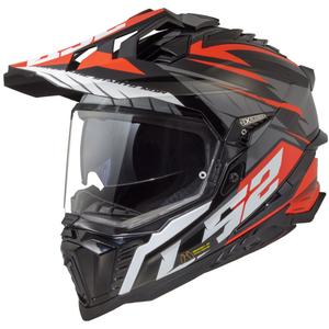 Ендуро мотоциклетна каска LS2 MX701 Explorer Spire черно-сиво-червена