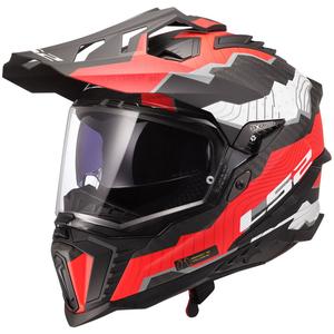 Ендуро мотоциклетна каска LS2 MX701 Explorer C Trick бяло-червена