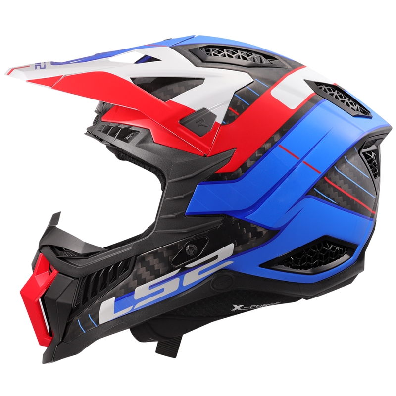 Мотокрос каска LS2 MX703 X-Force Galuo бяло-червено-синя