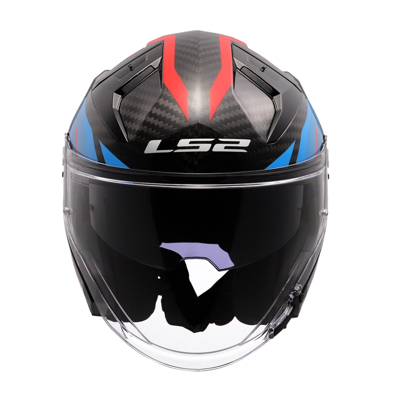 Отворена мотоциклетна каска LS2 OF603 Infinity II C Urus синьо-червена