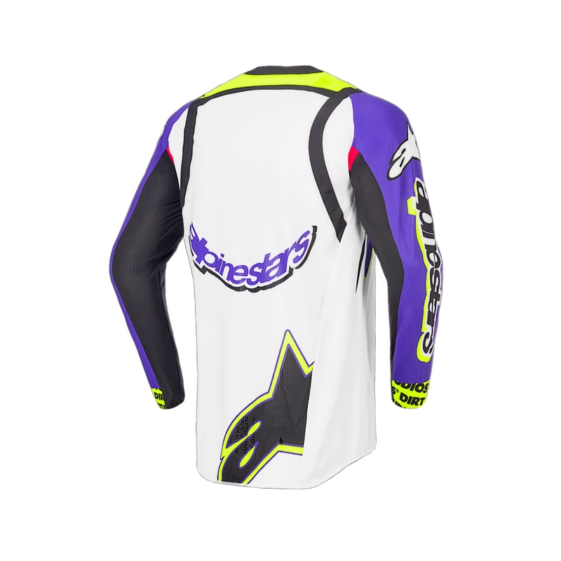 Alpinestars Supertech SX лимитирана серия Dirt Studios бяло-лилаво-розово-флуорово жълто мотокрос трико