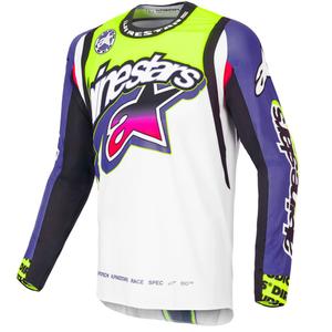 Alpinestars Supertech SX лимитирана серия Dirt Studios бяло-лилаво-розово-флуорово жълто мотокрос трико