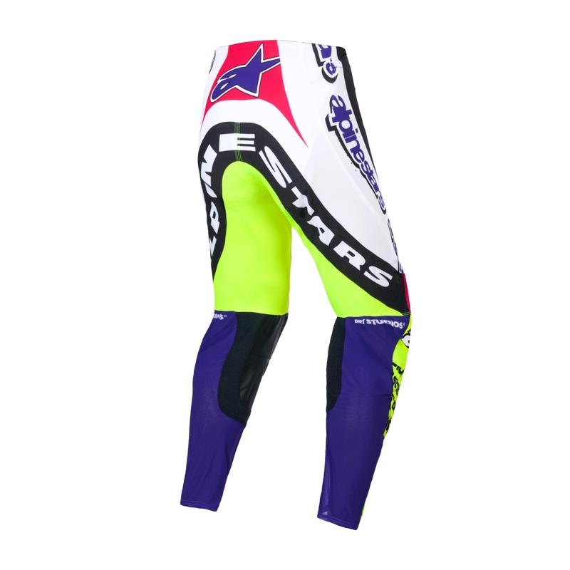 Alpinestars Supertech Limited Edition Dirt Studios Панталони за мотокрос бяло-лилаво-розово-флуорово жълто