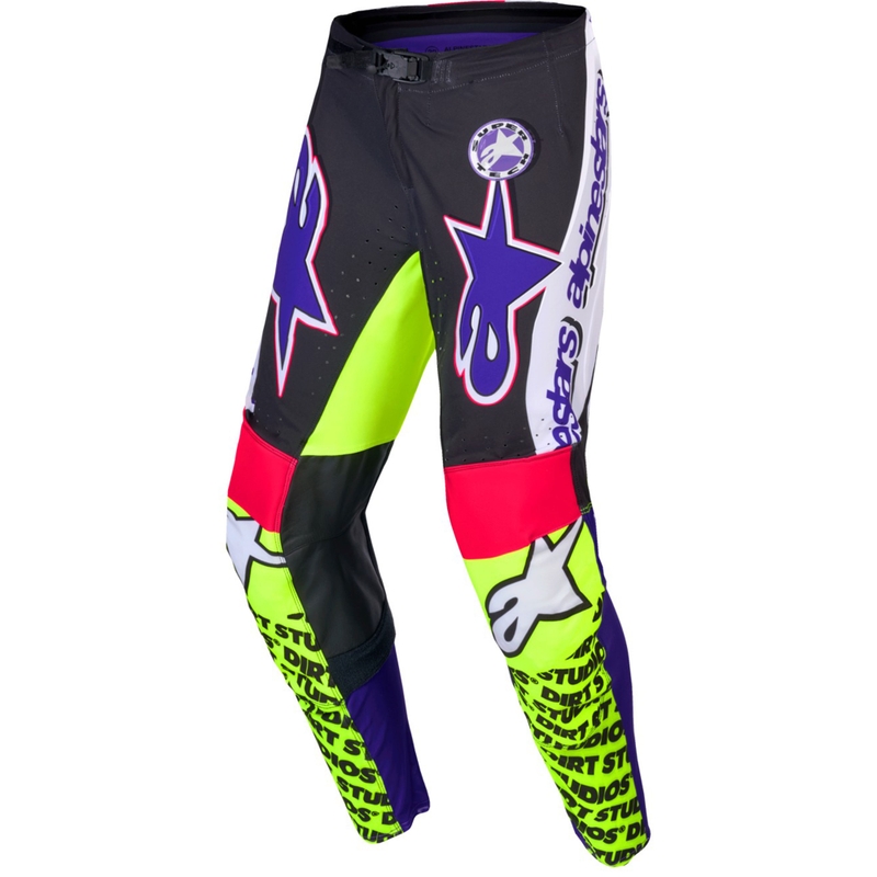 Alpinestars Supertech Limited Edition Dirt Studios Панталони за мотокрос бяло-лилаво-розово-флуорово жълто