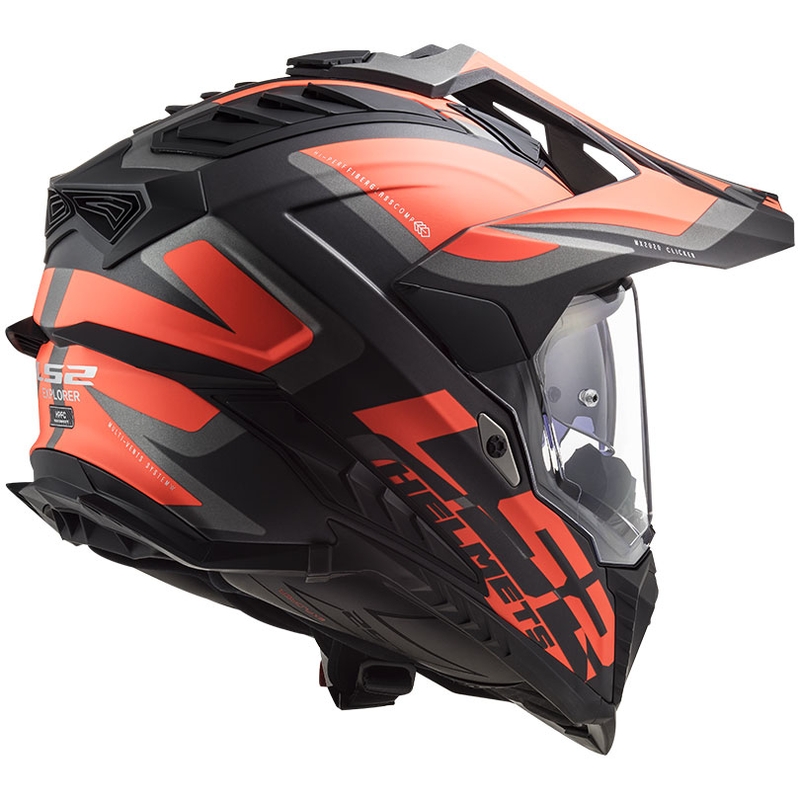 Ендуро каска LS2 MX701 Explorer Alter черно-флуо оранжево-сива матова