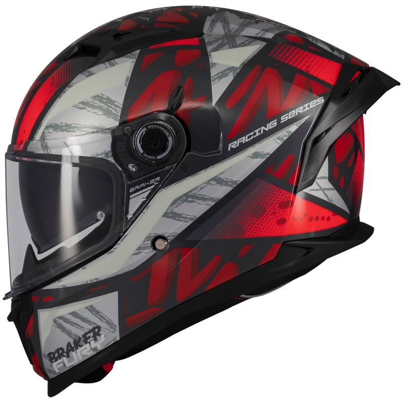 MT Braker SV Fury интегрална мотоциклетна каска черно-сиво-червена