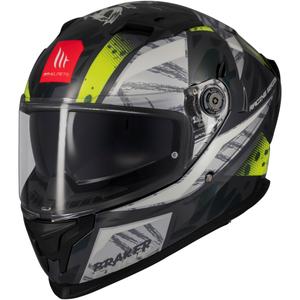 Интегрална мотоциклетна каска MT Braker SV Fury сиво-флуорово жълто
