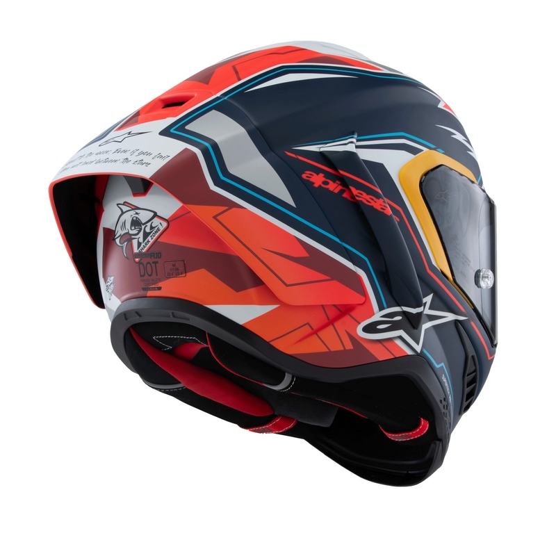 Alpinestars Supertech R-10 лимитирана серия Pedro Acosta матово синьо-червено-бяла интегрална мотоциклетна каска