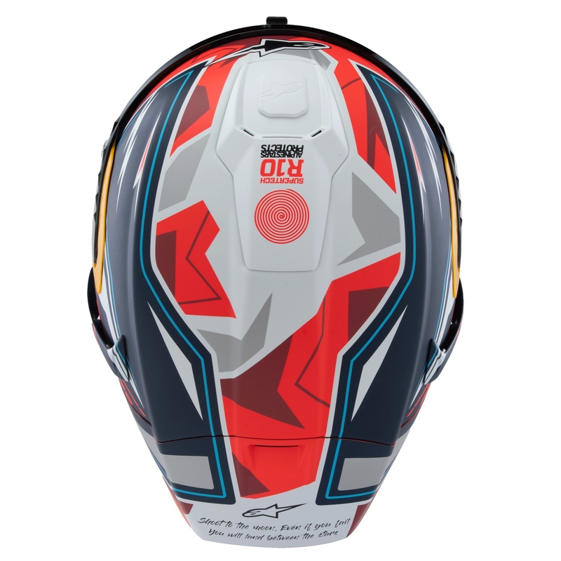 Alpinestars Supertech R-10 лимитирана серия Pedro Acosta матово синьо-червено-бяла интегрална мотоциклетна каска