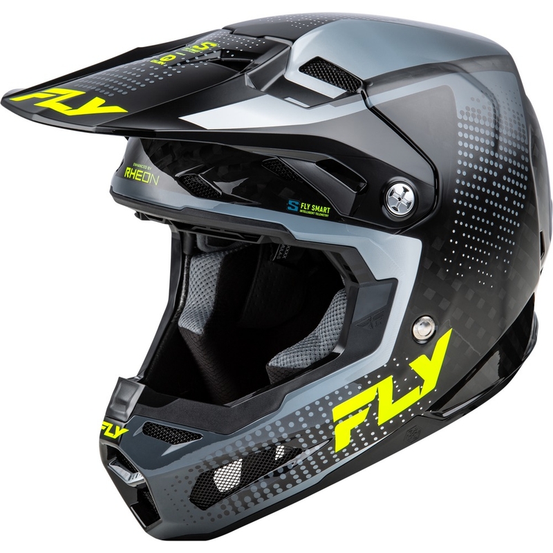 Мотокрос каска за мотоциклет FLY Racing Formula S Carbon сиво-флуорово жълто