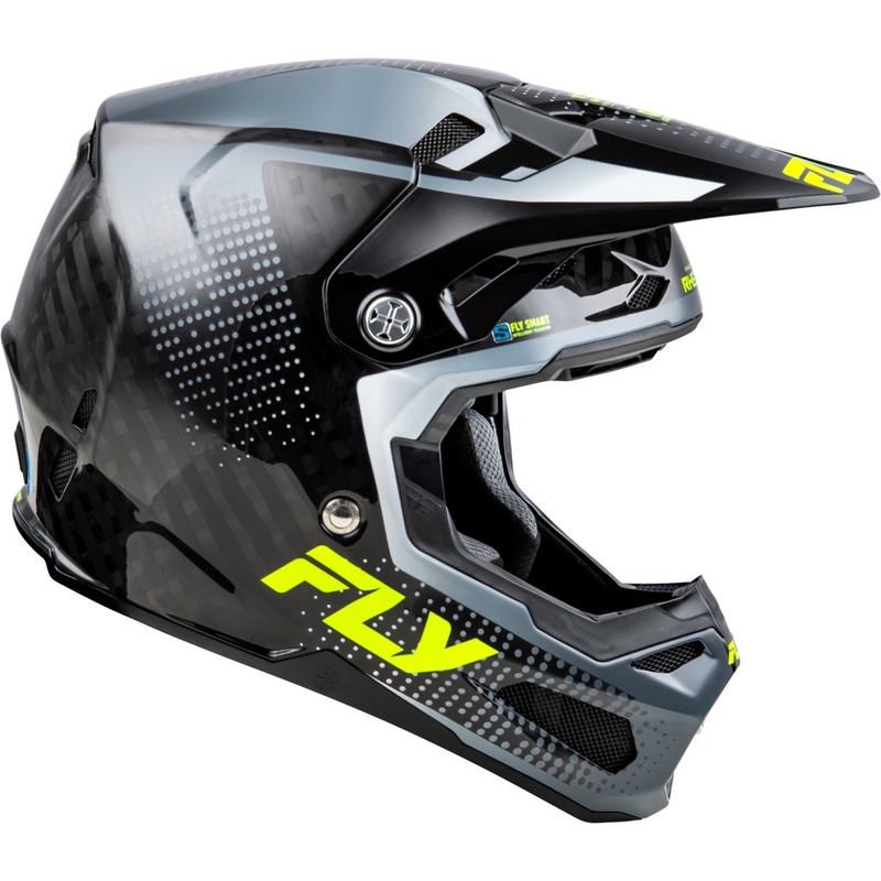 Мотокрос каска за мотоциклет FLY Racing Formula S Carbon сиво-флуорово жълто