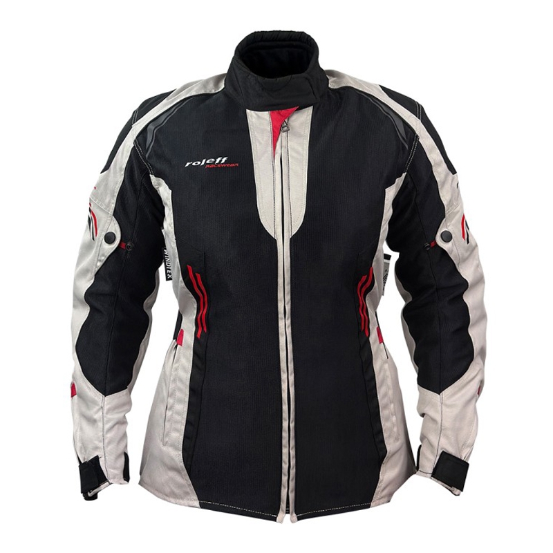 Дамско яке за мотоциклетизъм Roleff Mesh Black Beige Red