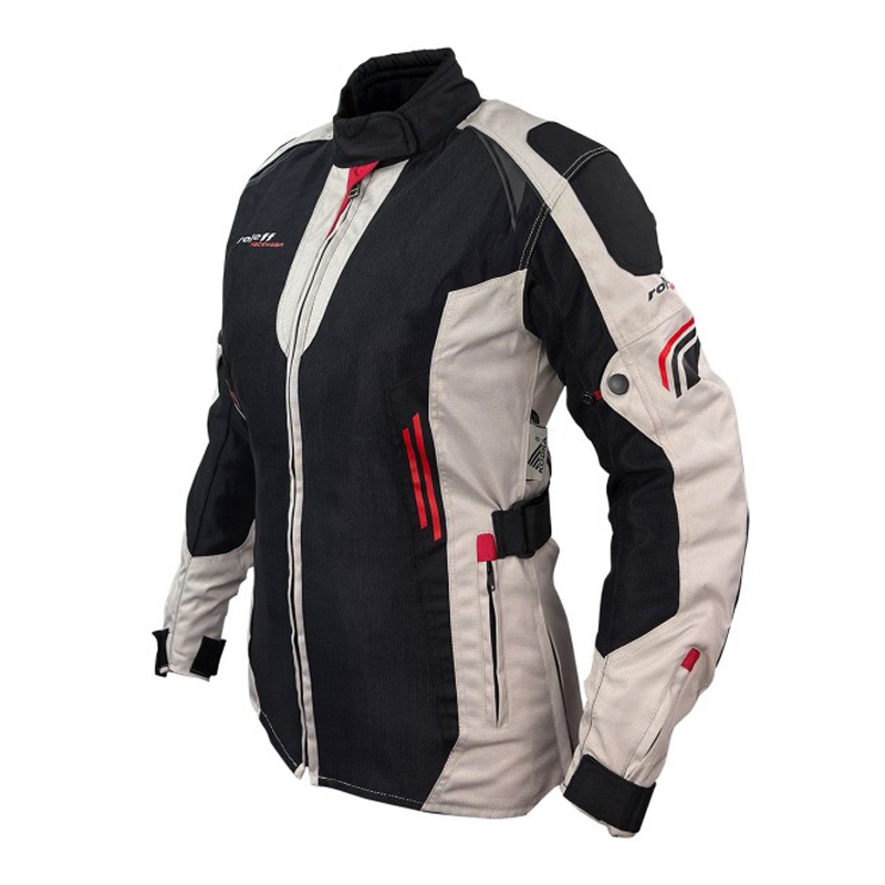 Дамско яке за мотоциклетизъм Roleff Mesh Black Beige Red