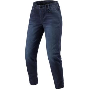 Дамски изрязани дънки за мотоциклети Revit Harper Tapered Frayed Dark Blue