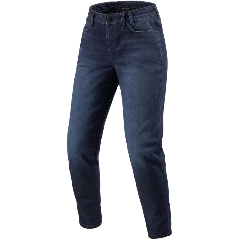 Дамски изрязани дънки за мотоциклети Revit Harper Tapered Frayed Dark Blue