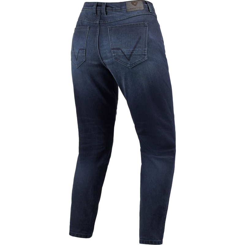 Дамски изрязани дънки за мотоциклети Revit Harper Tapered Frayed Dark Blue