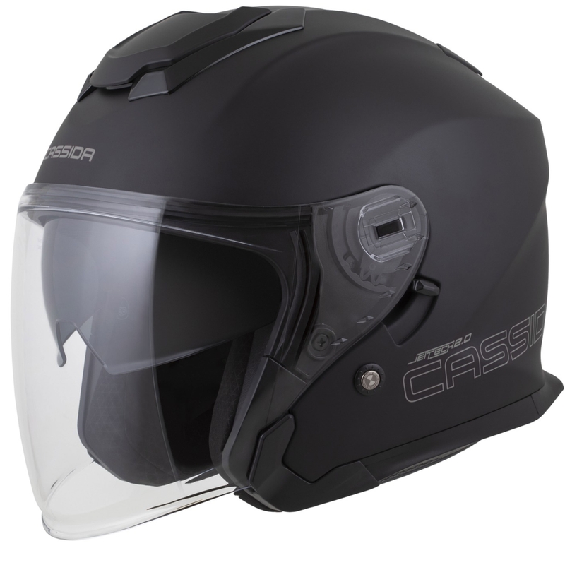Cassida Jet Tech 2.0 Solid Matte Black-Grey Open мотоциклетна каска