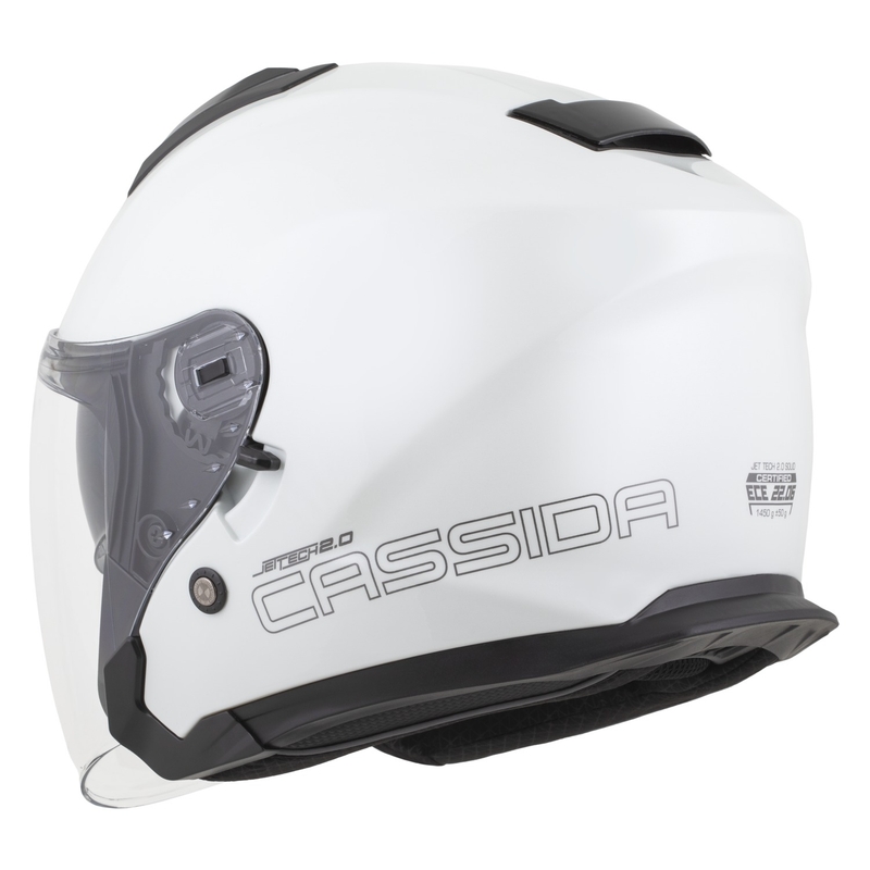 Cassida Jet Tech 2.0 Solid White-Black-Grey Open мотоциклетна каска