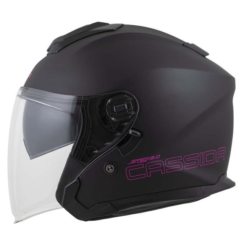 Cassida Jet Tech 2.0 Solid Matte Black and Pink Open мотоциклетна каска