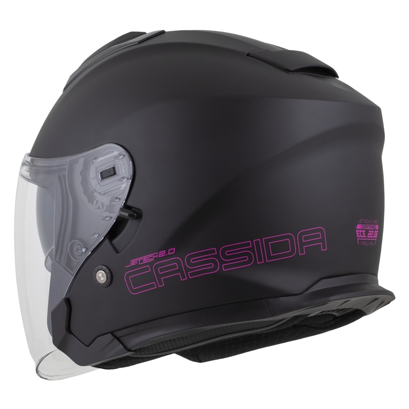 Cassida Jet Tech 2.0 Solid Matte Black and Pink Open мотоциклетна каска