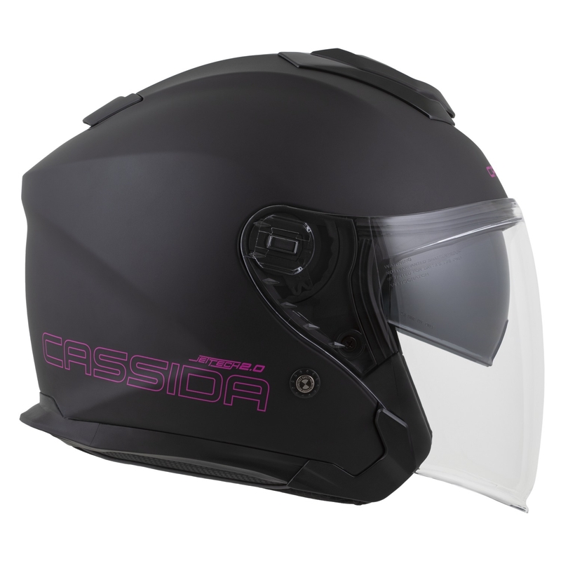 Cassida Jet Tech 2.0 Solid Matte Black and Pink Open мотоциклетна каска