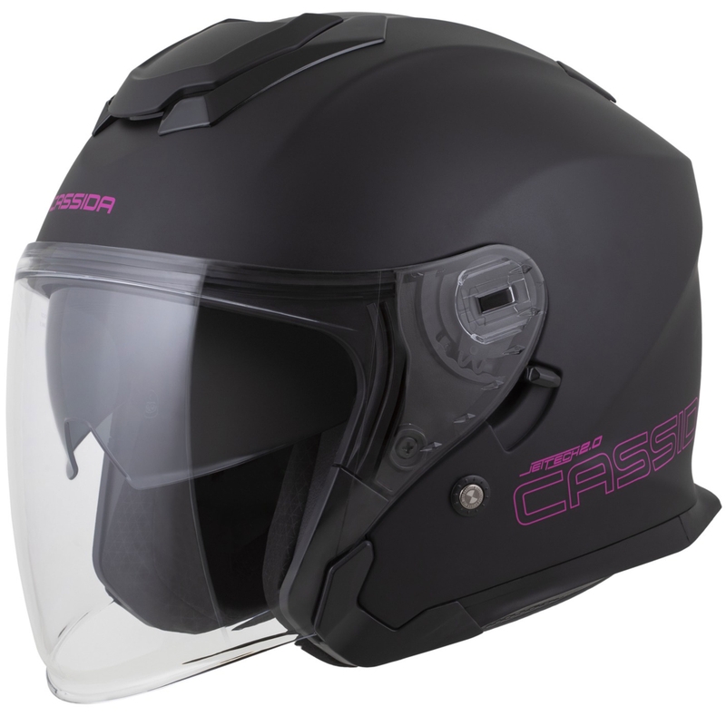 Cassida Jet Tech 2.0 Solid Matte Black and Pink Open мотоциклетна каска