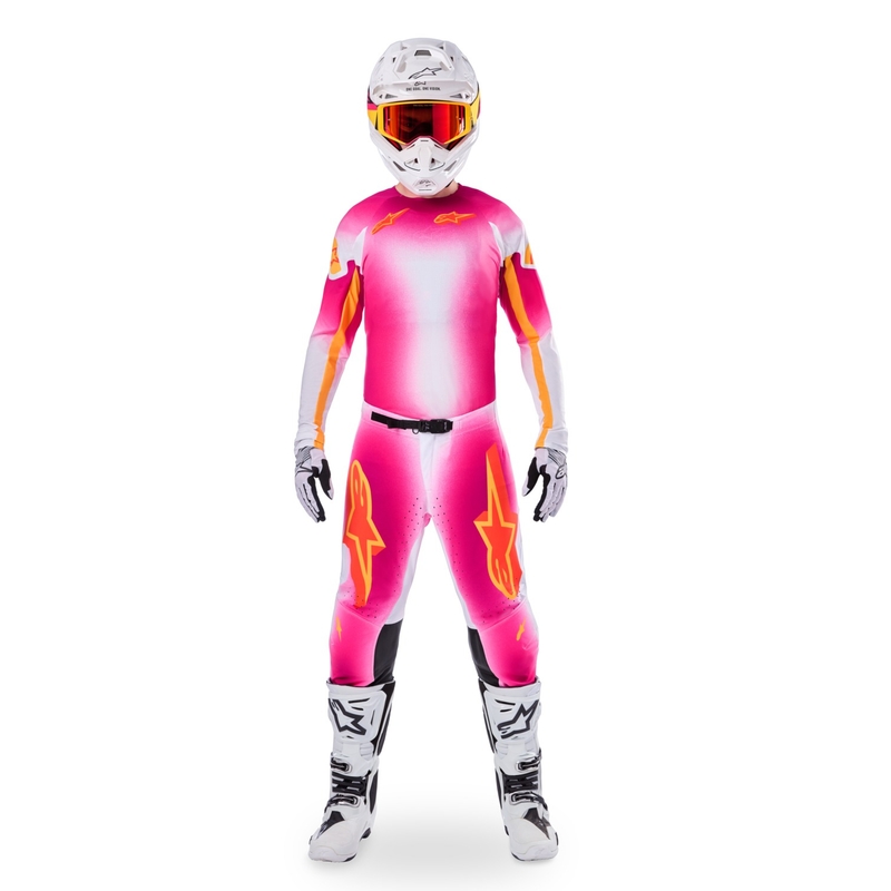 Alpinestars Supertech SX AFD лимитирана серия MIG флуорово розово-бяло-оранжево мотокрос трико