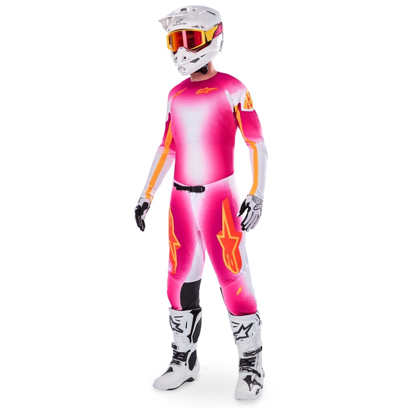 Alpinestars Supertech SX AFD лимитирана серия MIG флуорово розово-бяло-оранжево мотокрос трико
