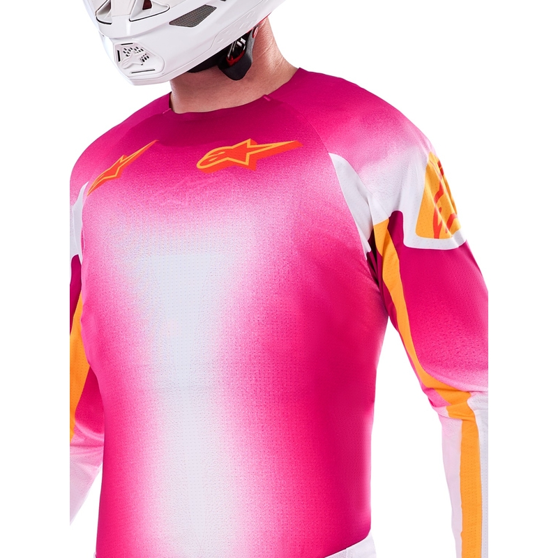 Alpinestars Supertech SX AFD лимитирана серия MIG флуорово розово-бяло-оранжево мотокрос трико