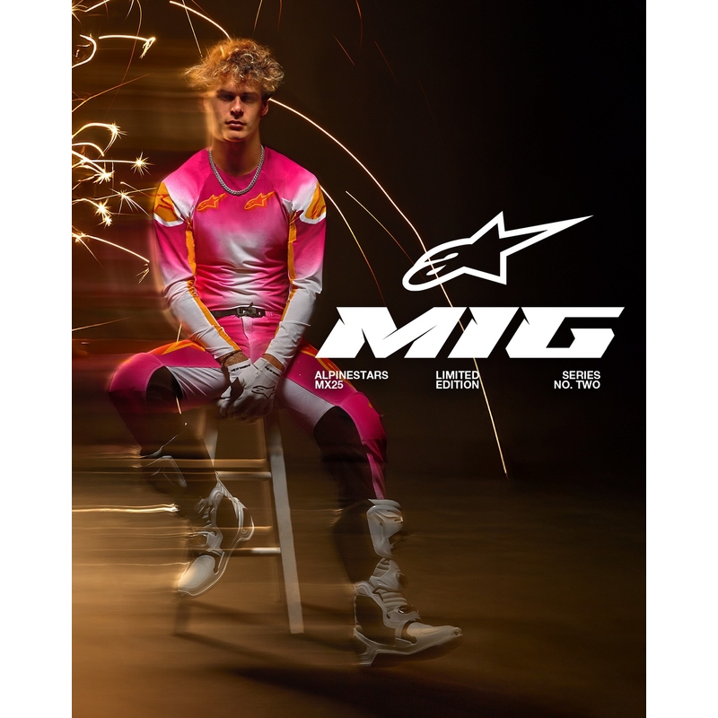 Alpinestars Supertech SX AFD лимитирана серия MIG флуорово розово-бяло-оранжево мотокрос трико
