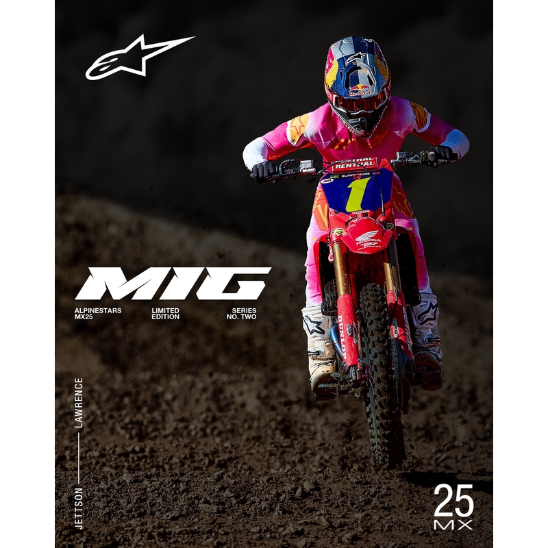 Alpinestars Supertech SX AFD лимитирана серия MIG флуорово розово-бяло-оранжево мотокрос трико