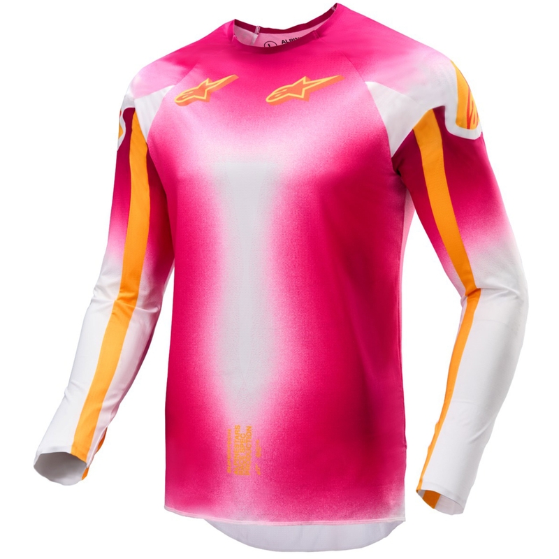 Alpinestars Supertech SX AFD лимитирана серия MIG флуорово розово-бяло-оранжево мотокрос трико