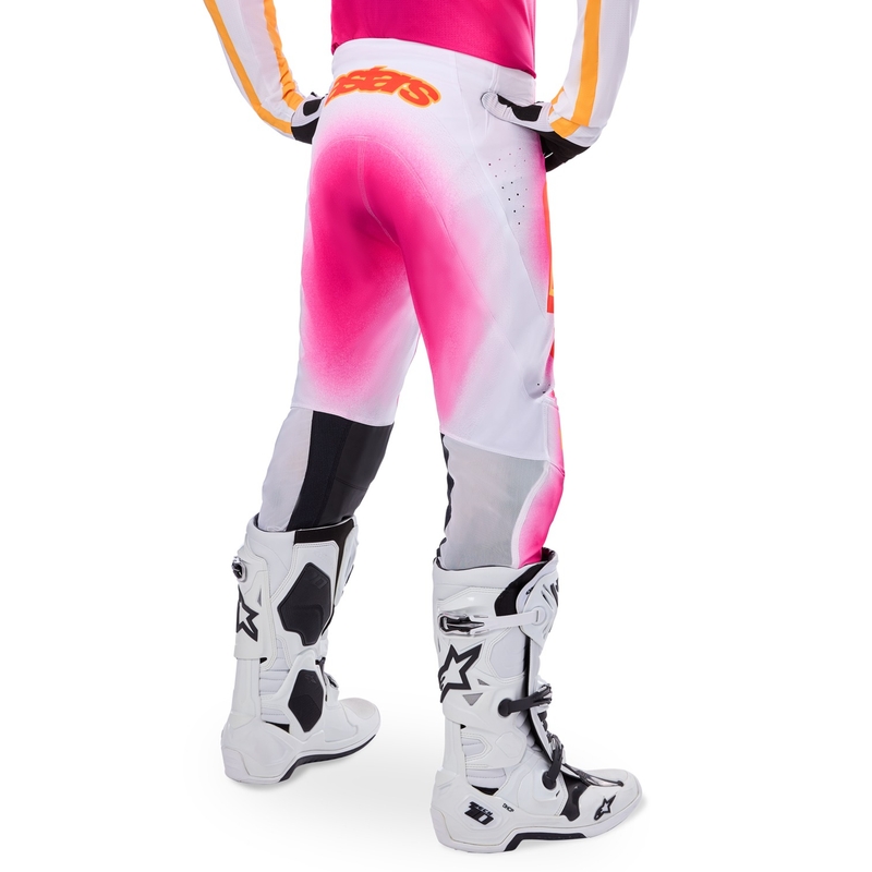 Alpinestars Supertech лимитирана серия MIG флуорозово-бяло-оранжеви панталони за мотокрос