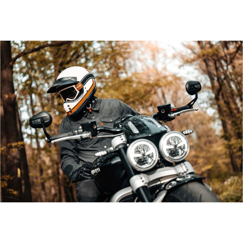 HJC V60 Scoby MC7 каска за мотоциклет с пълно лице, бежово-черно-оранжево-сива