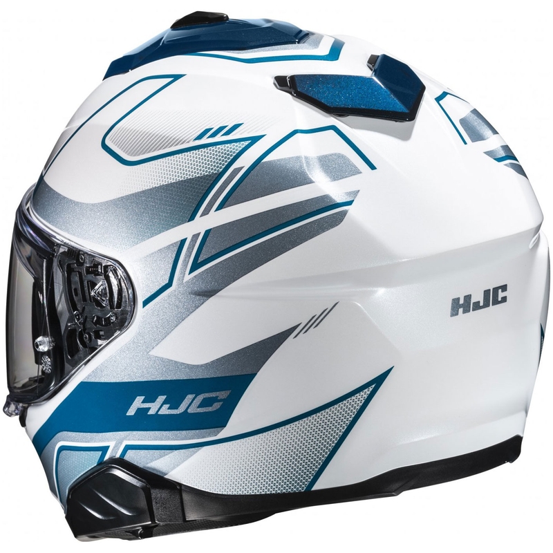 Интегрална мотоциклетна каска HJC i71 Iorix MC2 бяло-синьо-сребърна