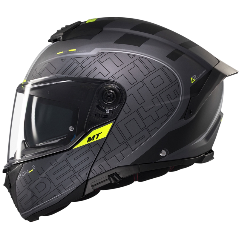 MT Atom 2 SV Destiny обръщаща се мотоциклетна каска матово черно-сива