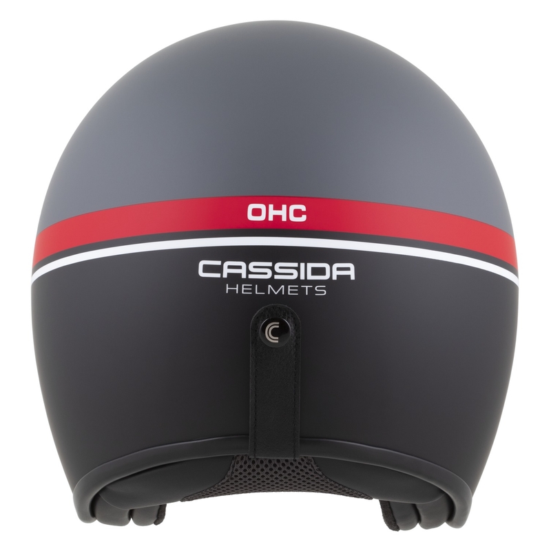 Отворена каска за мотоциклет Cassida Oxygen 2.0 Jawa OHC матово сиво-червено-черно-бяло