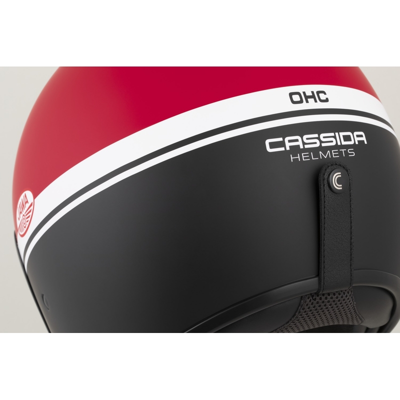 Отворена каска за мотоциклет Cassida Oxygen 2.0 Jawa OHC матово червено-черно-бяло
